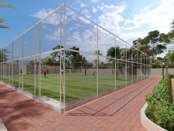 Green landscape and park area in plots project